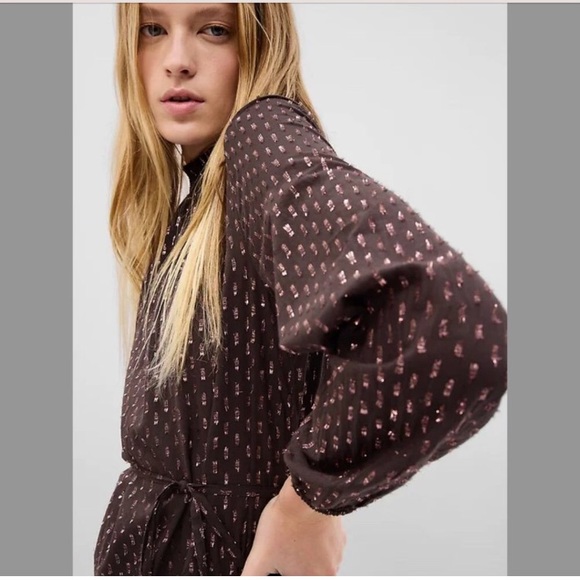 NWT Gap Mockneck Metallic Mini Dress - Picture 2 of 7